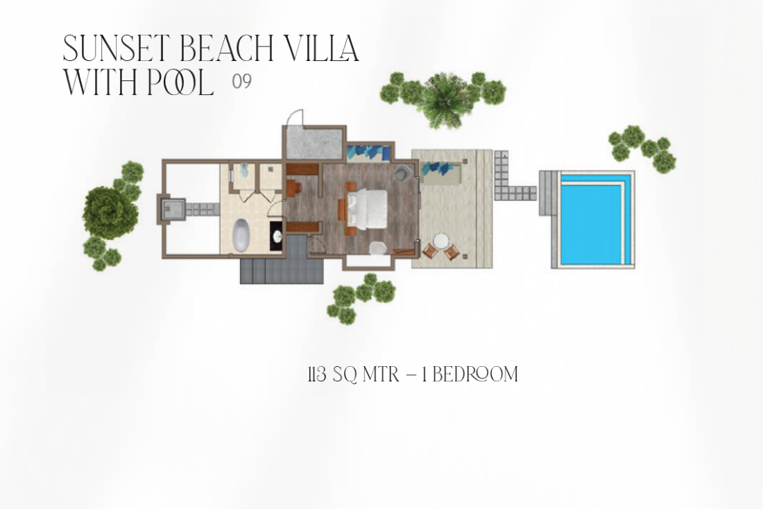 Sunset Beach Villa  with Pool floor plan